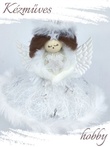 Quilling ajándék - Ünnepek - Angyalka dobozban (fehér) - Karácsonyfadísz