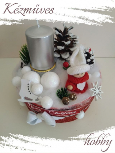 Quilling ajándék - Karácsonyi asztaldísz - Arany-Ezüst-Bordó Merry Christmas