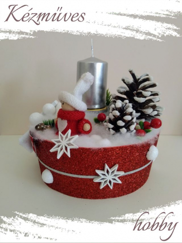 Quilling ajándék - Karácsonyi asztaldísz - Arany-Ezüst-Bordó Merry Christmas