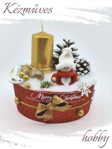 Quilling ajándék - Ünnepek - Arany Merry Christmas - Karácsonyi asztaldísz