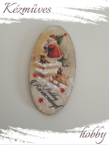 Quilling ajándék - Karácsony, Tél - Hűtőmágnes - Boldog Karácsonyt - Karácsonyi hűtőmágnes