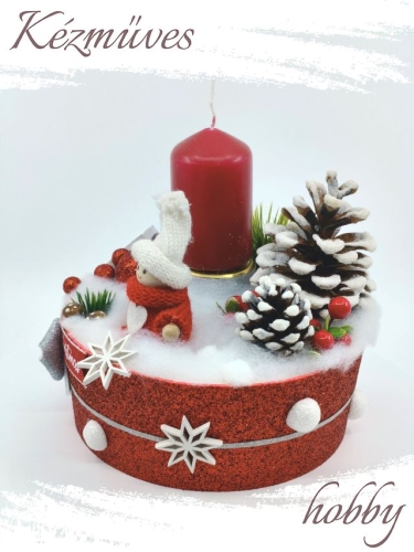 Quilling ajándék - Ünnepek - Bordó Merry Christmas - Karácsonyi asztaldísz