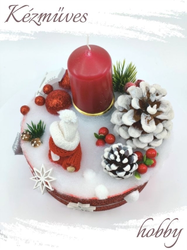 Quilling ajándék - Ünnepek - Bordó Merry Christmas - Karácsonyi asztaldísz