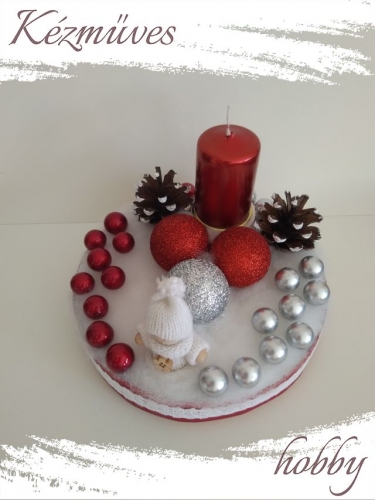 Quilling ajándék - Karácsonyi asztaldísz - Bordó - ezüst - Karácsonyi asztaldísz
