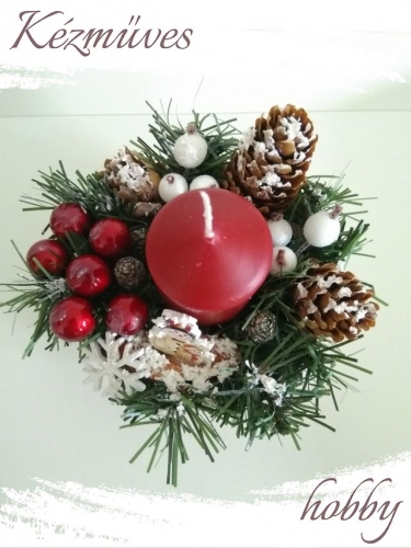 Quilling ajándék - Karácsonyi asztaldísz - Bordó gyertyás - Karácsonyi asztaldísz