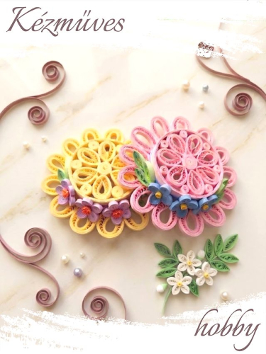 Quilling ajándék - Quilling termékek - Csepp formás kalap - Quilling Asztaldísz
