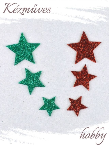 Quilling ajándék - Kellékek - Csillogó csillag szett piros-zöld - Karácsonyi kellékek