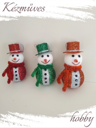 Quilling ajándék - Karácsonyfa dísz - Csillogó hóemberkék (fiúk) - Karácsonyfa dísz