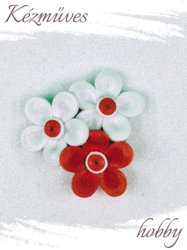 Quilling ajándék - Hűtőmágnes - Fehér és vörös hűtőmágnes - Quilling hűtőmágnes