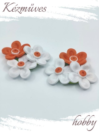 Quilling ajándék - Hűtőmágnes - Fehér és vörös hűtőmágnes - Quilling hűtőmágnes