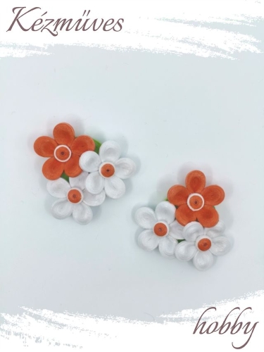 Quilling ajándék - Hűtőmágnes - Fehér és vörös hűtőmágnes - Quilling hűtőmágnes