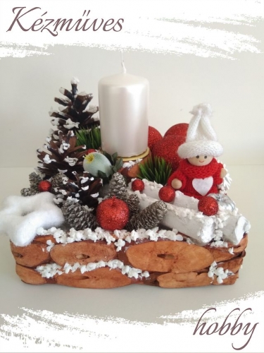 Quilling ajándék - Karácsonyi asztaldísz - Fehér karácsony - Karácsonyi asztaldísz