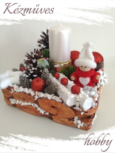 Quilling ajándék - Karácsonyi asztaldísz - Fehér karácsony - Karácsonyi asztaldísz