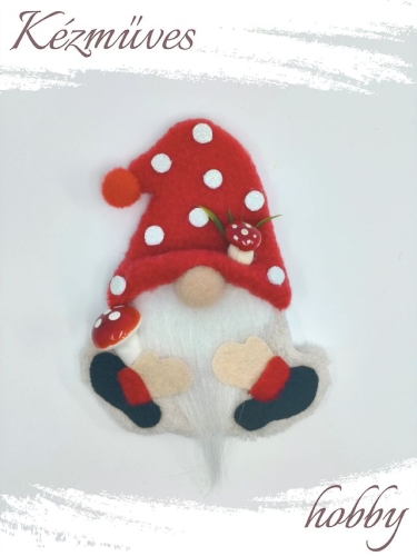 Quilling ajándék - Hűtőmágnes - Gombász Manó - Szerencsehozó Manó - Hűtőmágnes