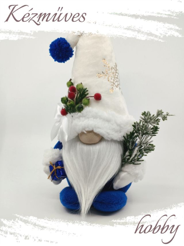 Quilling ajándék - Manók - Havas fenyős Manó (kék) - Manók