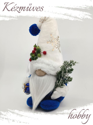 Quilling ajándék - Manók - Havas fenyős Manó (kék) - Manók