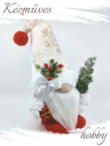 Quilling ajándék - Manók - Havas fenyős Manó (piros) - Manók