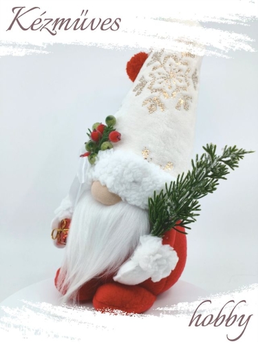Quilling ajándék - Manók - Havas fenyős Manó (piros) - Manók