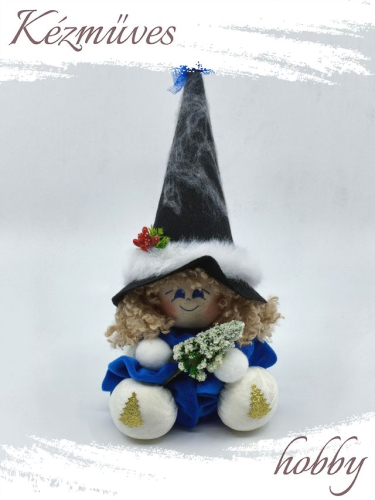 Quilling ajándék - Manók - Havas fenyős Pöttöm Boszi (kék) - Manók