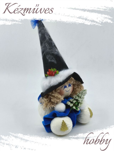 Quilling ajándék - Manók - Havas fenyős Pöttöm Boszi (kék) - Manók