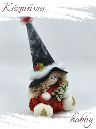 Quilling ajándék - Manók - Havas fenyős Pöttöm Boszi (piros) - Manók
