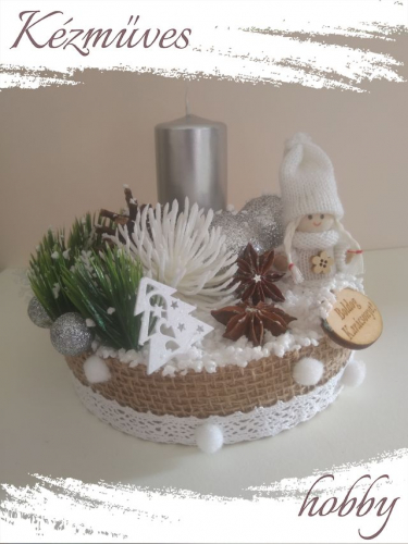 Quilling ajándék - Karácsonyi asztaldísz - Hópihe (ezüst) - Karácsonyi asztaldísz