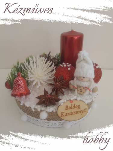 Quilling ajándék - Karácsonyi asztaldísz - Hópihe (piros) - Karácsonyi asztaldísz
