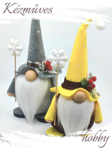 Quilling ajándék - Manók - Karácsonyi Manók (szürke-sárga) - Manók