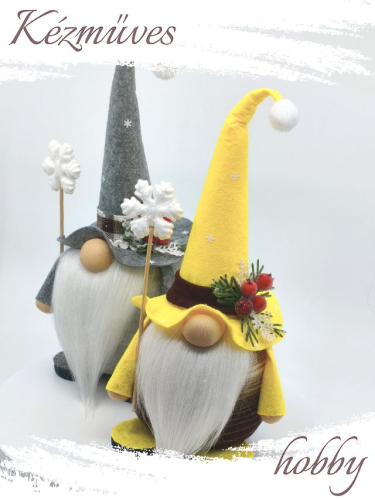 Quilling ajándék - Manók - Karácsonyi Manók (szürke-sárga) - Manók