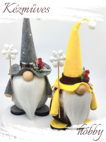Quilling ajándék - Manók - Karácsonyi Manók (szürke-sárga) - Manók