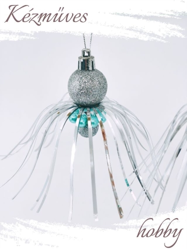 Quilling ajándék - Vintage - Lametta gömbös + tartó tok - Vintage karácsonyfadísz  Kifutó termék