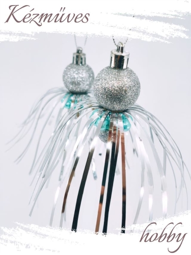 Quilling ajándék - Vintage - Lametta gömbös + tartó tok - Vintage karácsonyfadísz  Kifutó termék