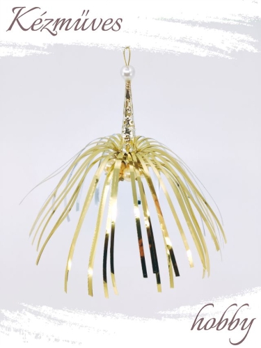 Quilling ajándék - Vintage - Lametta gyöngyös + tartó tok - Vintage karácsonyfadísz   Kifutó termék
