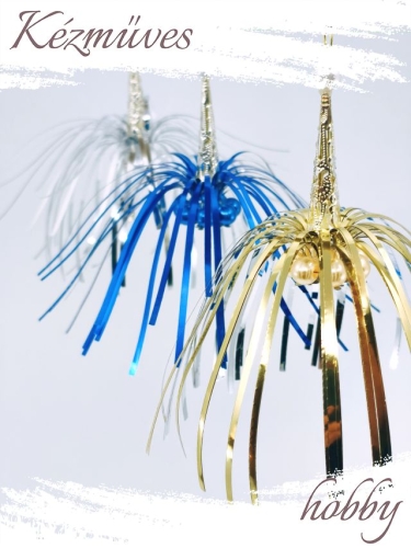 Quilling ajándék - Vintage - Lametta gyöngyös + tartó tok - Vintage karácsonyfadísz   Kifutó termék