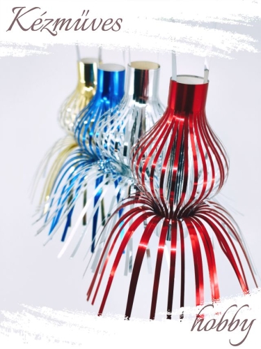Quilling ajándék - Vintage - Lametta színes külső és színes szoknya + tartó tok - Vintage karácsonyfadísz