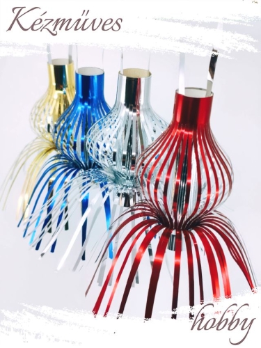 Quilling ajándék - Vintage - Lametta színes külső és színes szoknya + tartó tok - Vintage karácsonyfadísz