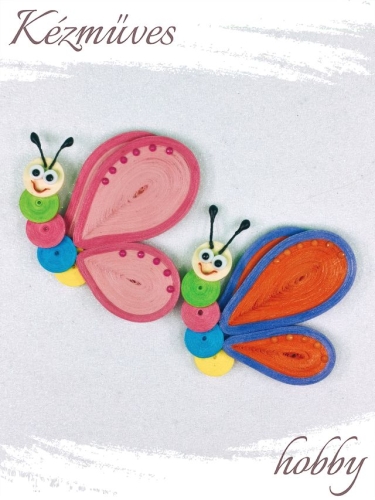 Quilling ajándék - Hűtőmágnes - Lepke lányok - Quilling hűtőmágnes