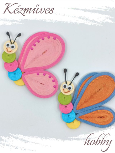 Quilling ajándék - Hűtőmágnes - Lepke lányok - Quilling hűtőmágnes