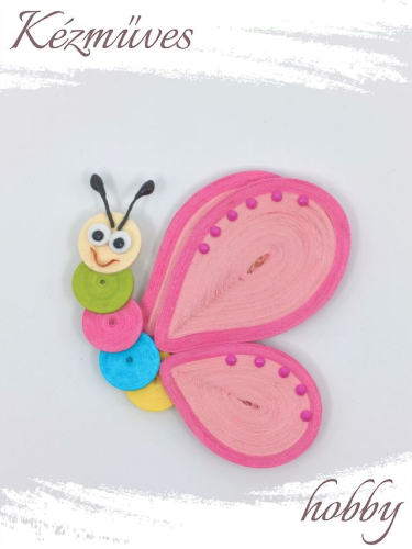 Quilling ajándék - Hűtőmágnes - Lepke lányok - Quilling hűtőmágnes