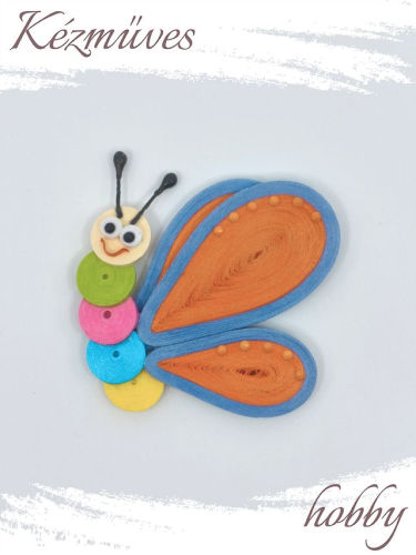 Quilling ajándék - Hűtőmágnes - Lepke lányok - Quilling hűtőmágnes