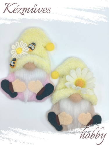 Quilling ajándék - Hűtőmágnes - Margarétás Manó - Méhecskés Manó - Hűtőmágnes