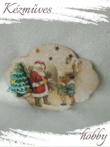 Quilling ajándék - Karácsony, Tél - Hűtőmágnes - Megkérkezett a Télapó - Karácsonyi hűtőmágnes