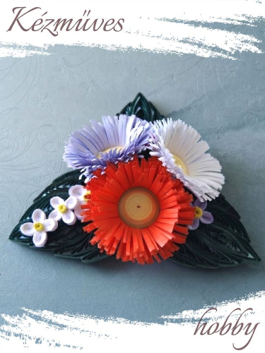 Quilling ajándék - Quilling termékek - Mini őszirózsa - Quilling Asztaldísz