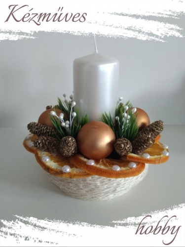 Quilling ajándék - Karácsonyi asztaldísz - Narancs virág - Karácsonyi asztaldísz