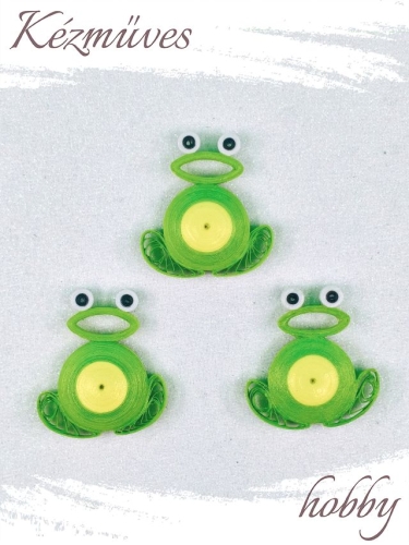 Quilling ajándék - Hűtőmágnes - Neon béka hűtőmágnes - Quilling hűtőmágnes