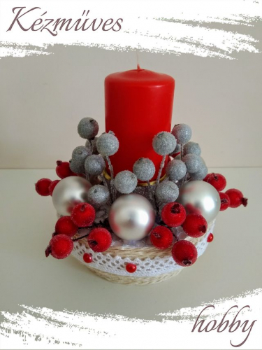 Quilling ajándék - Karácsonyi asztaldísz - Piros csillogás - Karácsonyi asztaldísz