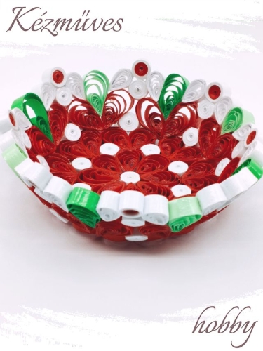 Quilling ajándék - Ünnepek - Piros tálka - Quilling ajándék