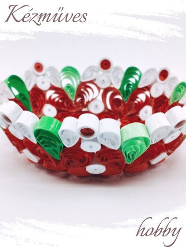 Quilling ajándék - Ünnepek - Piros tálka - Quilling ajándék