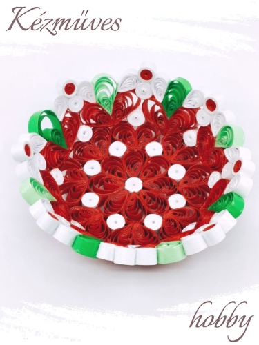 Quilling ajándék - Ünnepek - Piros tálka - Quilling ajándék