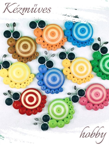Quilling ajándék - Hűtőmágnes - Színes csigák hűtőmágnes - Quilling hűtőmágnes